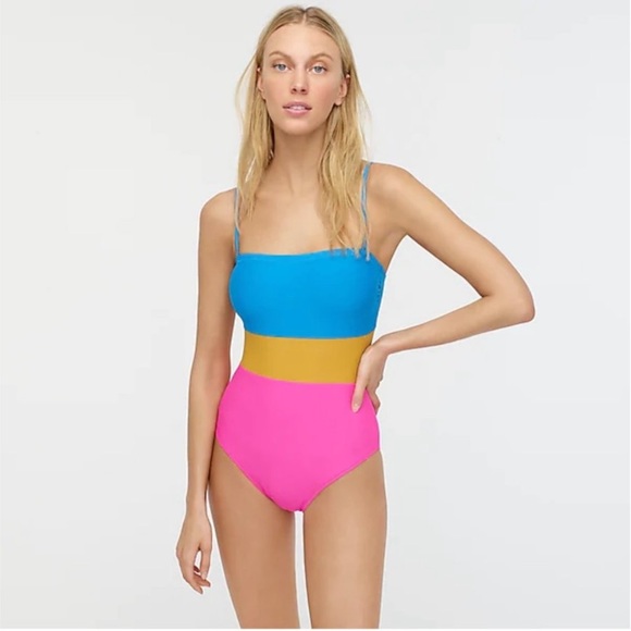 J. Crew Other - J.Crew Bandeau One-piece in Colorblock Swimsuit Size 4